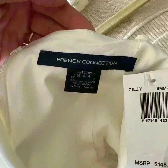 White French connection NWT dress with Pom pom hem Size 6 - Picture 9 of 10